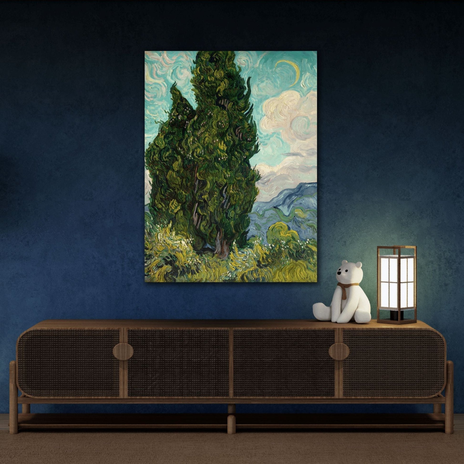 Vincent Van Gogh Cypresses - Canvas Wall Art Print Reproduction - YesArtYes