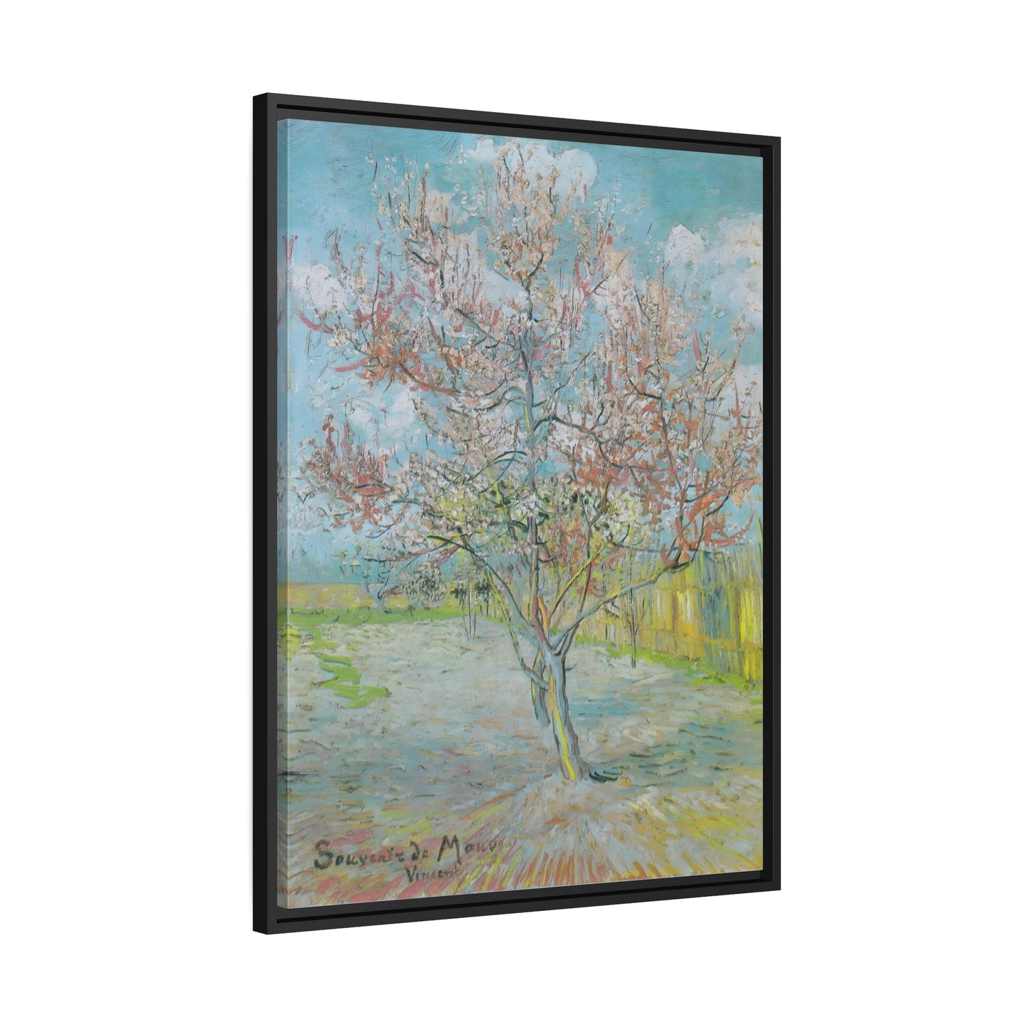 Vincent van Gogh Flowering Orchards - Framed Canvas Wall Art Print in Black Frame