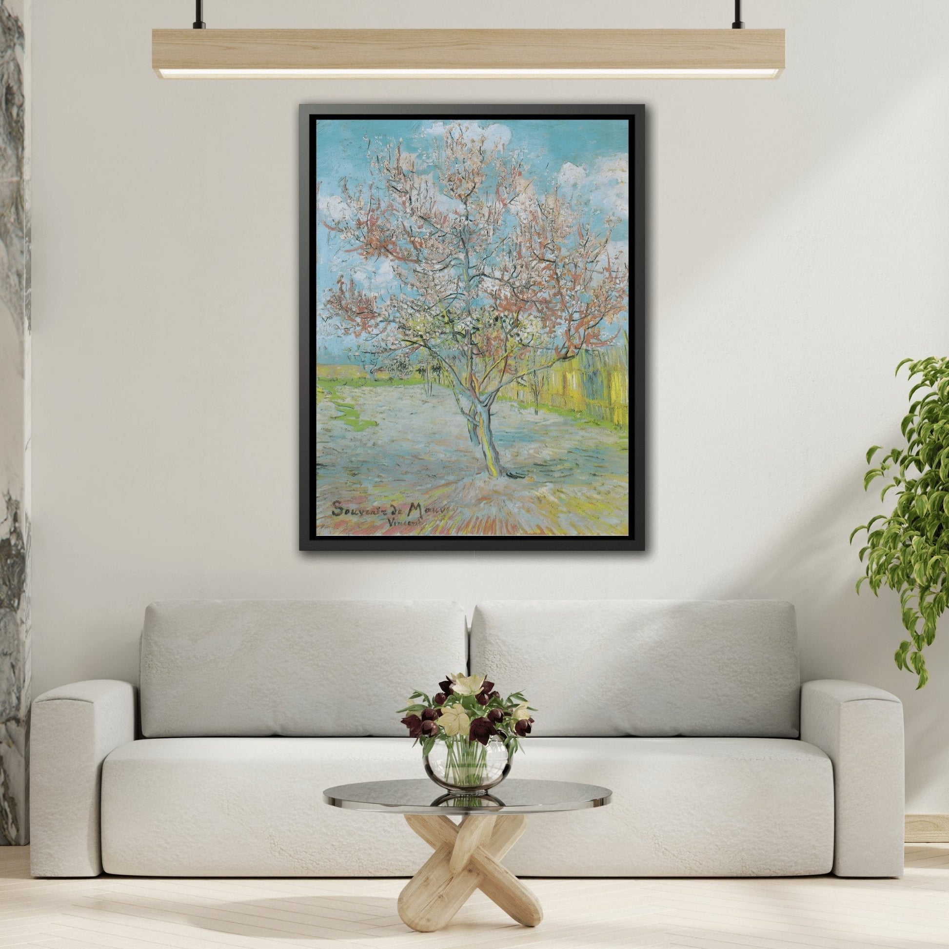 Vincent van Gogh Flowering Orchards - Framed Canvas Wall Art Print in Black Frame