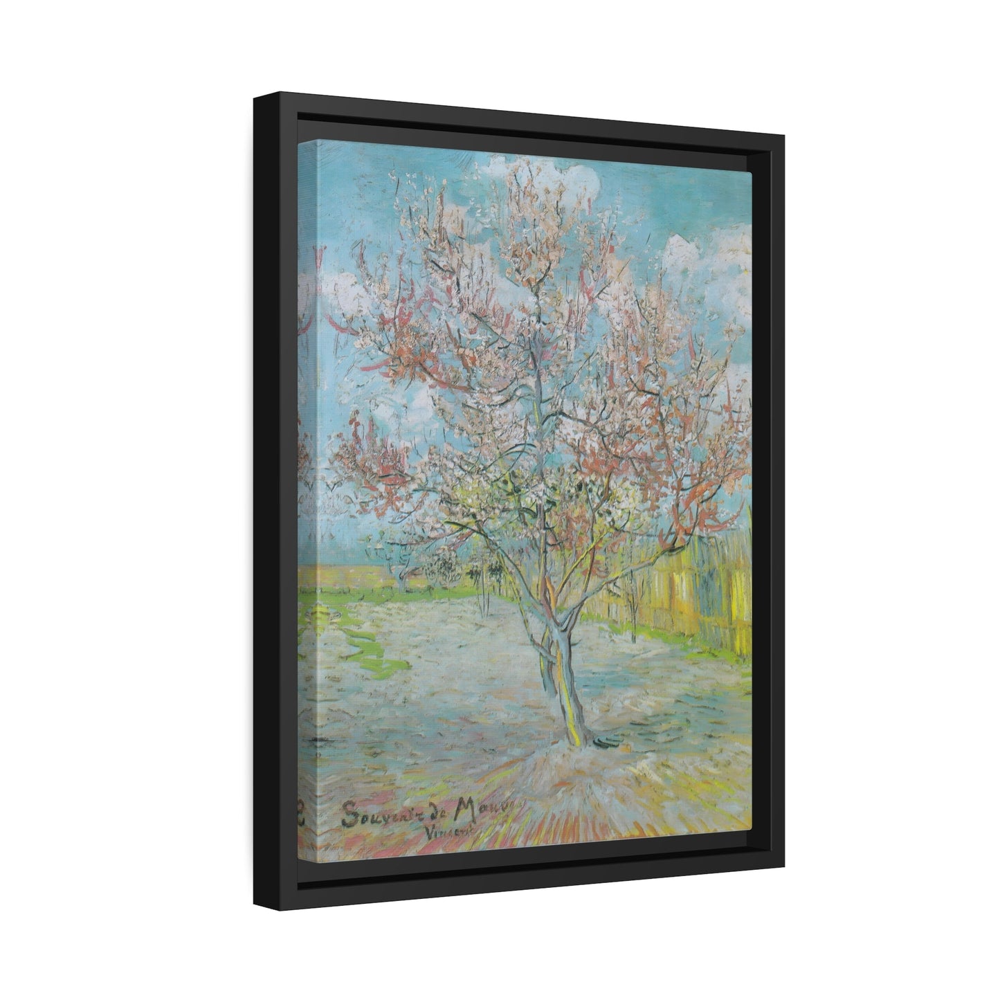 Vincent van Gogh Flowering Orchards - Framed Canvas Wall Art Print in Black Frame