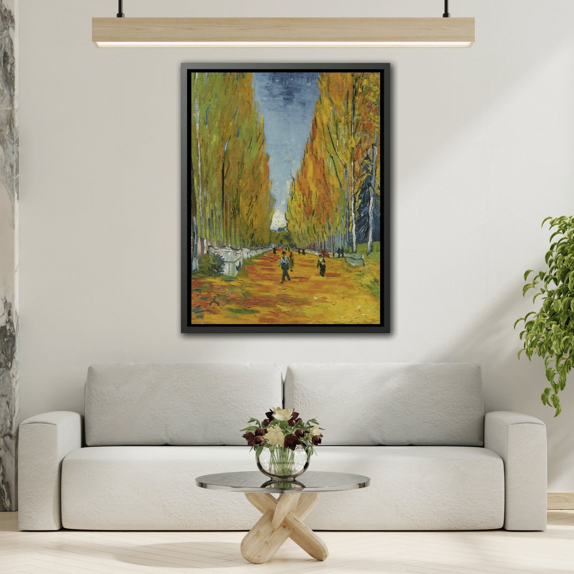 Vincent van Gogh Les Alyscamps - Framed Canvas Wall Art Print in Black Frame