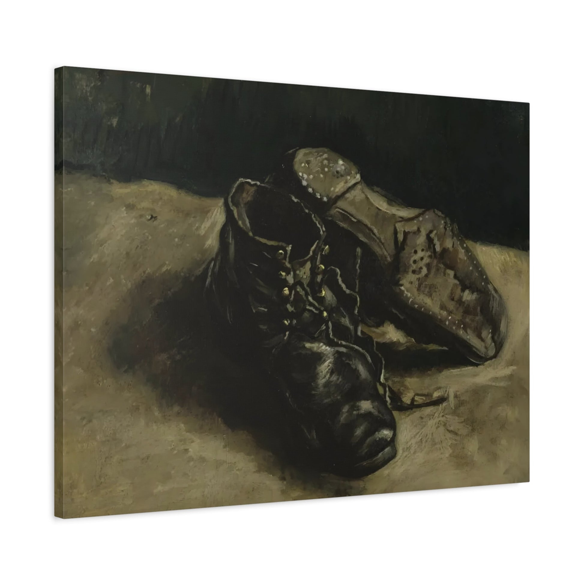 Vincent van Gogh Pair of Shoes - Framed Stretched Canvas Wall Art Print Reproduction for Library, Living Room, Office