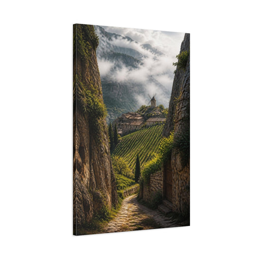 Main Mockup. Vineyard Landscape With Windmill shown as canvas print