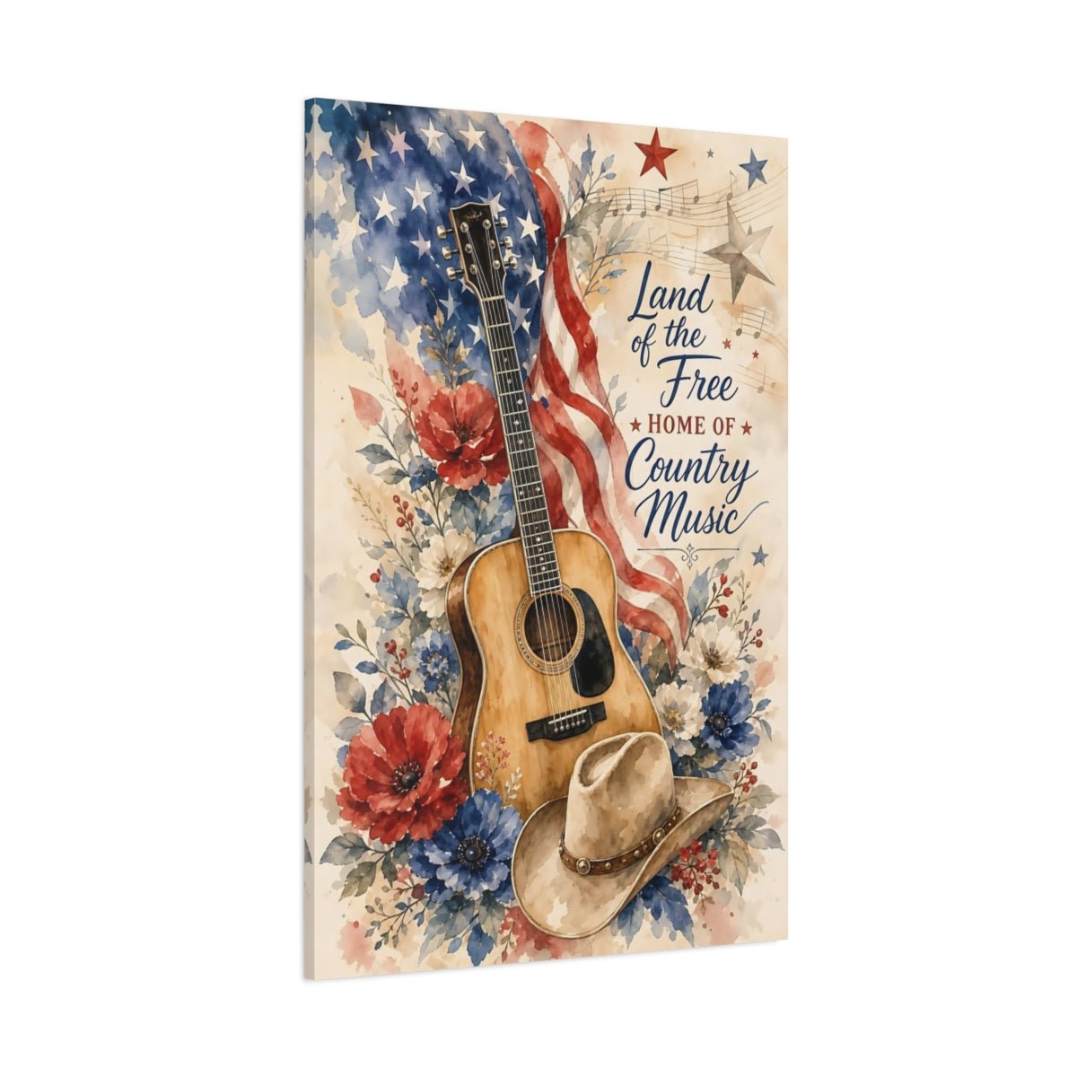 Vintage Acoustic Guitar Country Art Canvas Print – Living Room, Above Console Table - YesArtYes