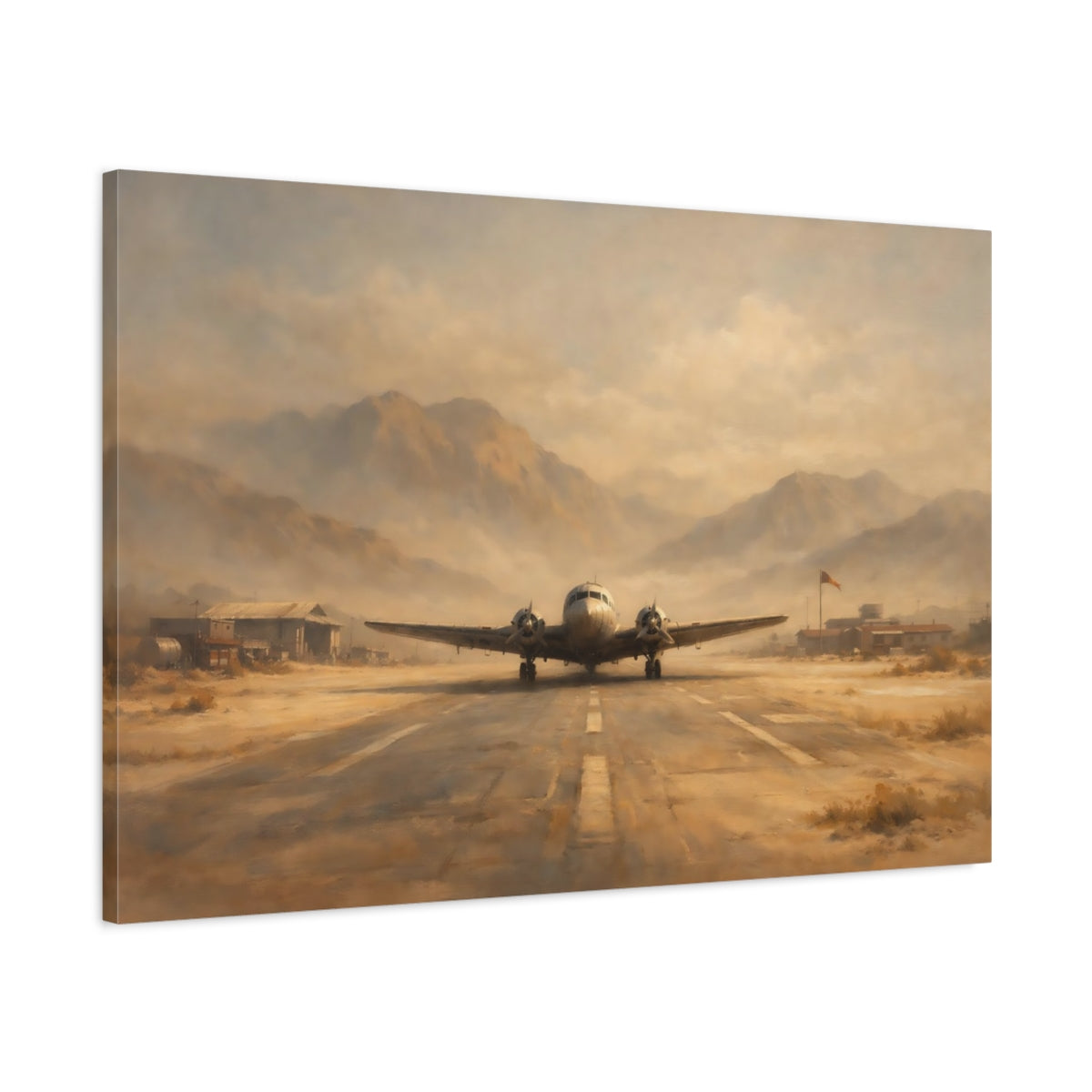Side Mockup 1. Vintage Vintage Airplane Vintage Aviation shown as stretched canvas wall art