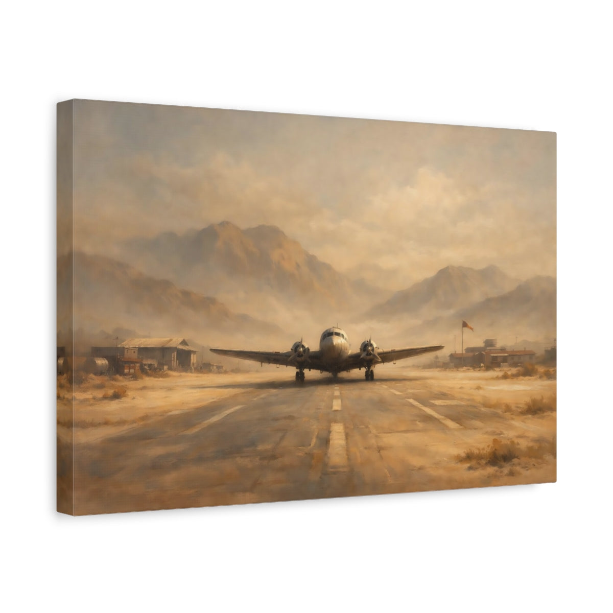 Side Mockup 4. Vintage Vintage Airplane Vintage Aviation shown as stretched canvas wall art