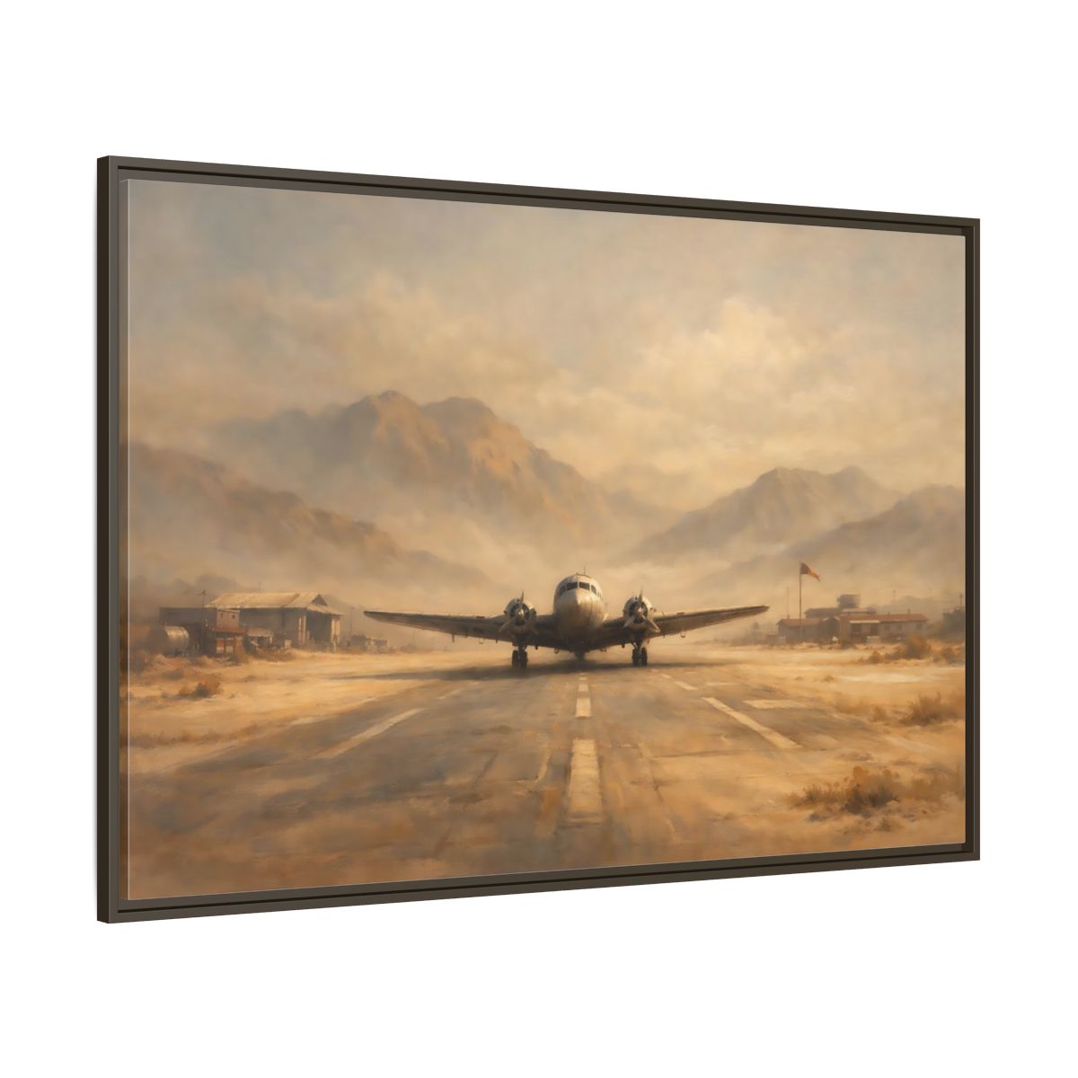 Main Mockup. Vintage Airplane Desert Airplane shown as stretched canvas wall art
