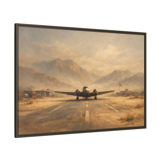 Main Mockup. Vintage Airplane Desert Airplane shown as stretched canvas wall art