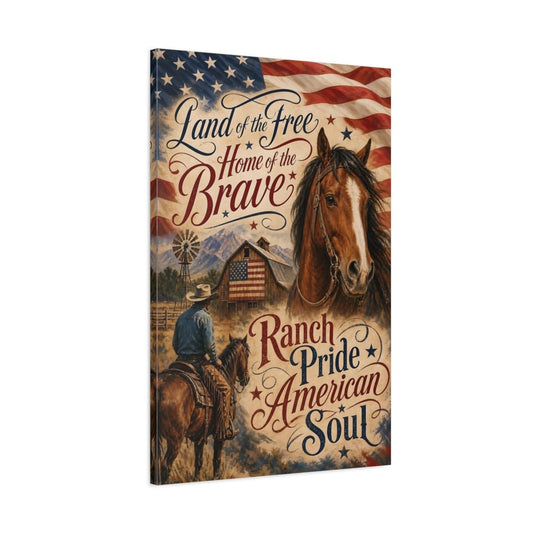 Vintage American Cowboy Americana Canvas Wall Art Print – Living Room Decor, Large - YesArtYes