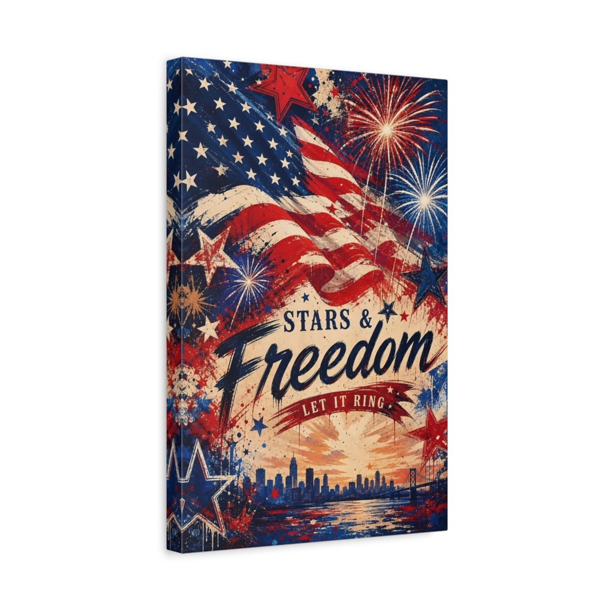 Vintage American Flag Red White Blue Canvas Wall Art Print – Living Room, Above Console Table - YesArtYes