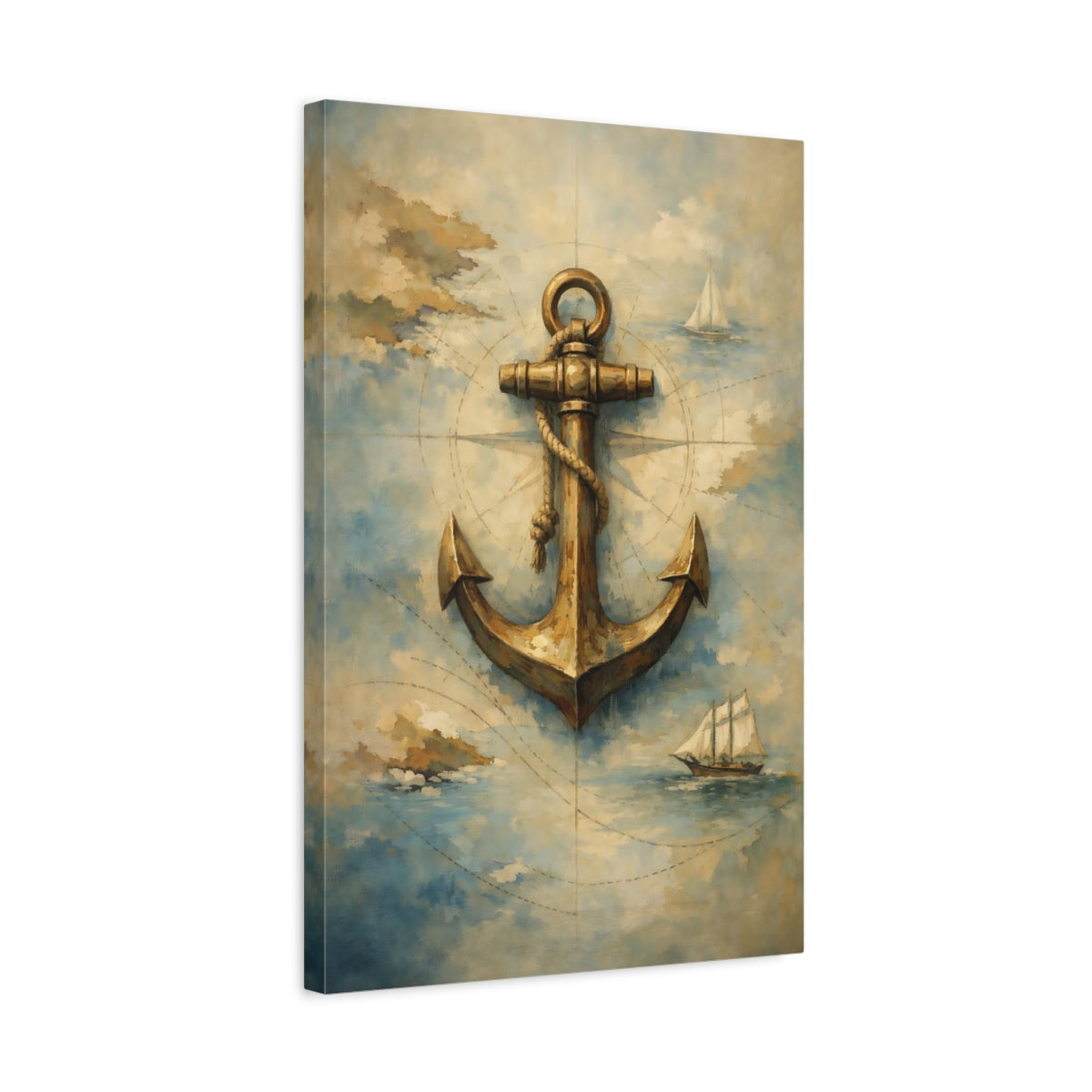 Side Mockup 3. Vintage Anchor Vintage Anchor shown as stretched canvas wall art
