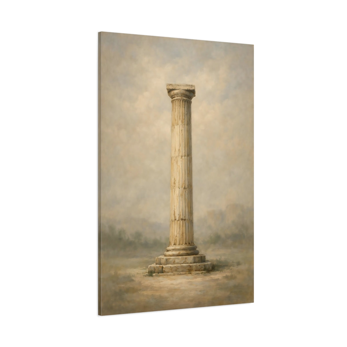 Main Mockup. Vintage Ancient Column Muted Beige shown as stretched canvas wall art
