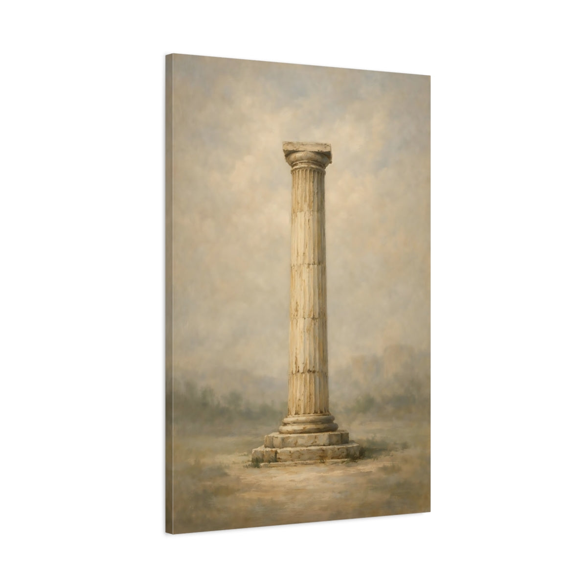 Side Mockup 1. Vintage Ancient Column Muted Beige shown as stretched canvas wall art