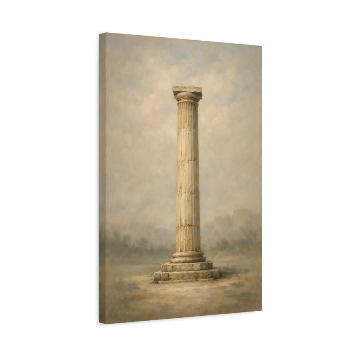 Side Mockup 3. Vintage Ancient Column Muted Beige shown as stretched canvas wall art