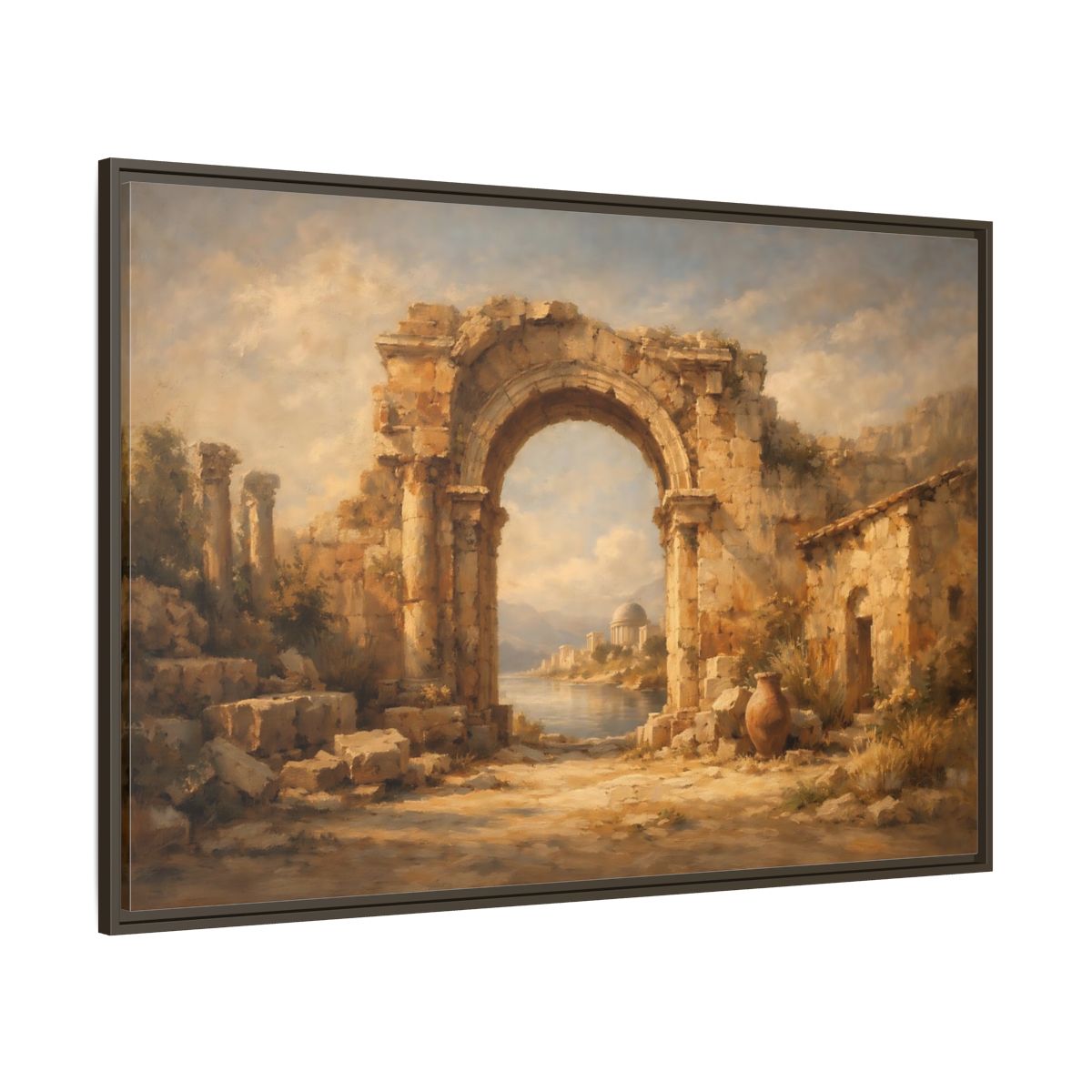 Main Mockup. Vintage Ancient Ruins Ancient Roman Landscape shown as stretched canvas wall art