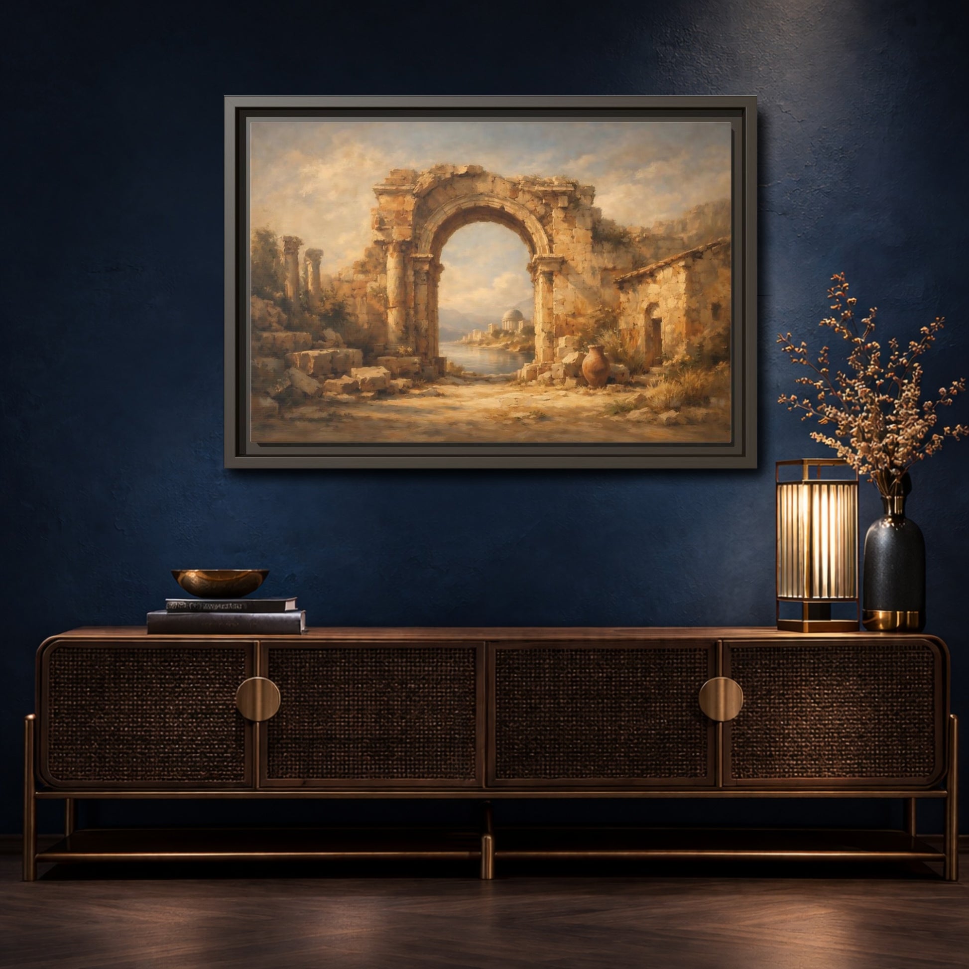 Mockup 4. Vintage Ancient Ruins Ancient Roman Landscape shown as stretched canvas wall art