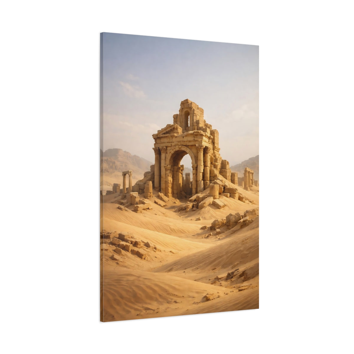 Main Mockup. Vintage Ancient Ruins Desert Ruins shown as stretched canvas wall art