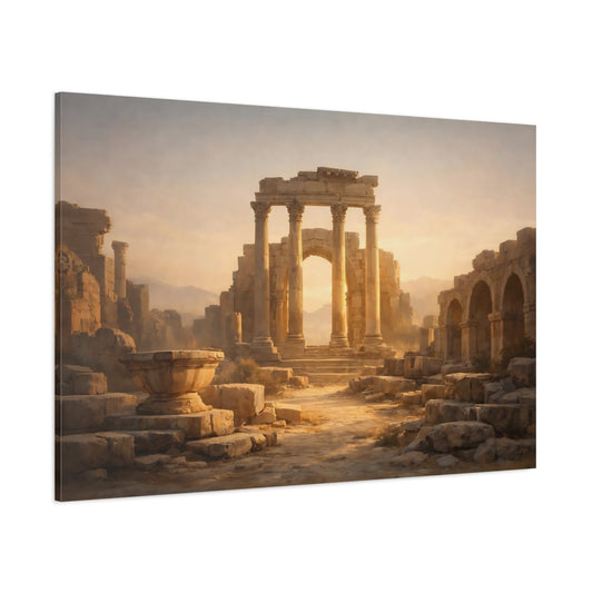 Vintage Ancient Ruins Golden Ancient Ruins shown as stretched canvas wall art