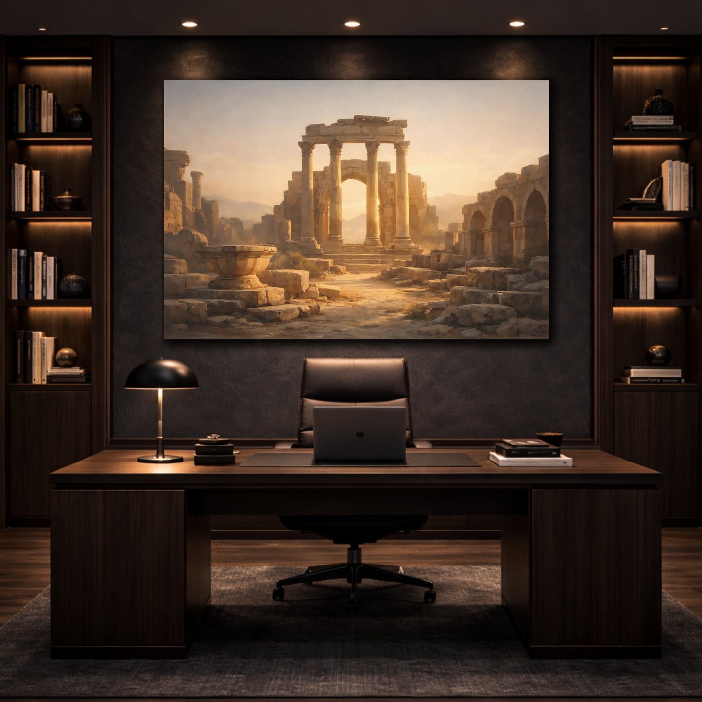 Vintage Ancient Ruins Golden Ancient Ruins shown as front canvas room wall art