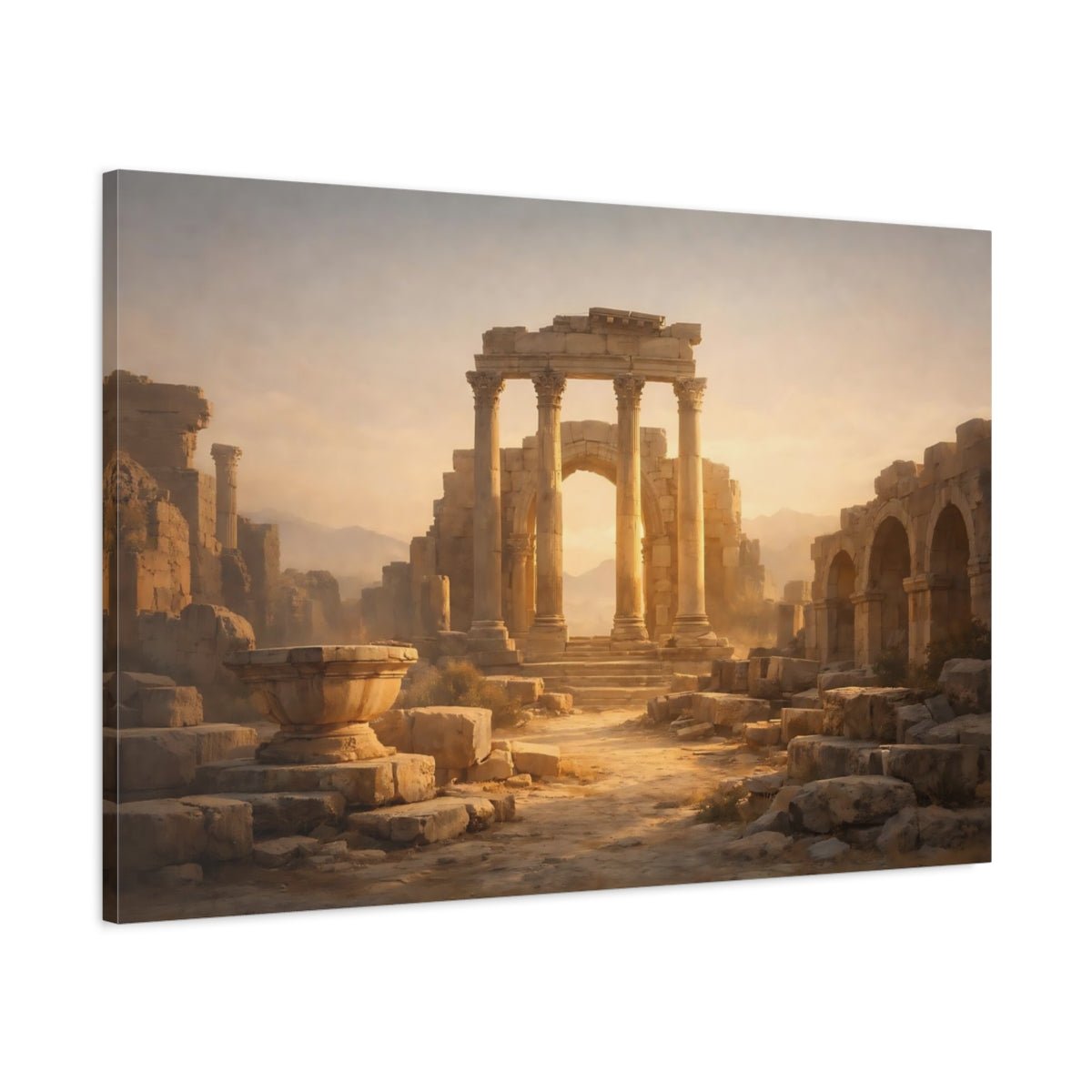 Vintage Ancient Ruins Golden - Canvas Wall Art Print - YesArtYes