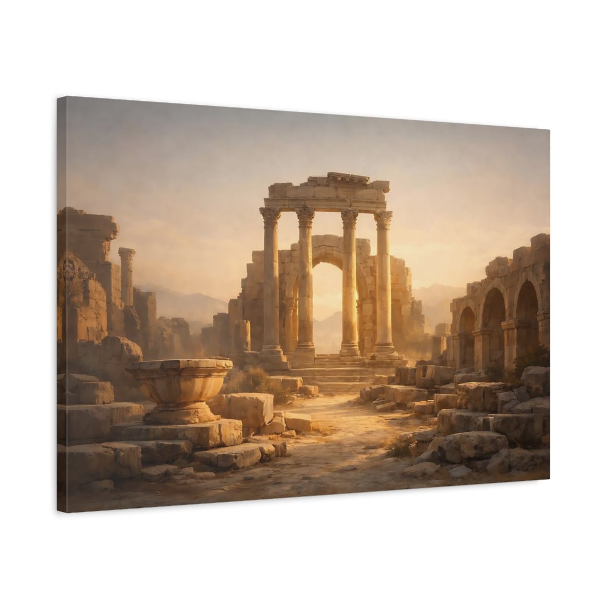 Vintage Ancient Ruins Golden - Canvas Wall Art Print - YesArtYes