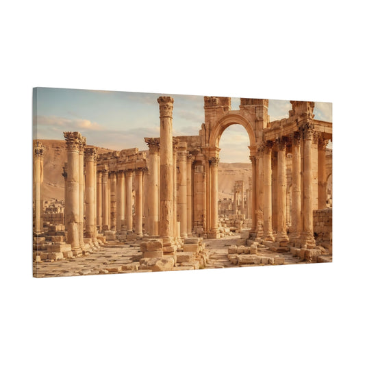 Main Mockup. Vintage Ancient Ruins Golden Stone Ruins shown as stretched canvas wall art