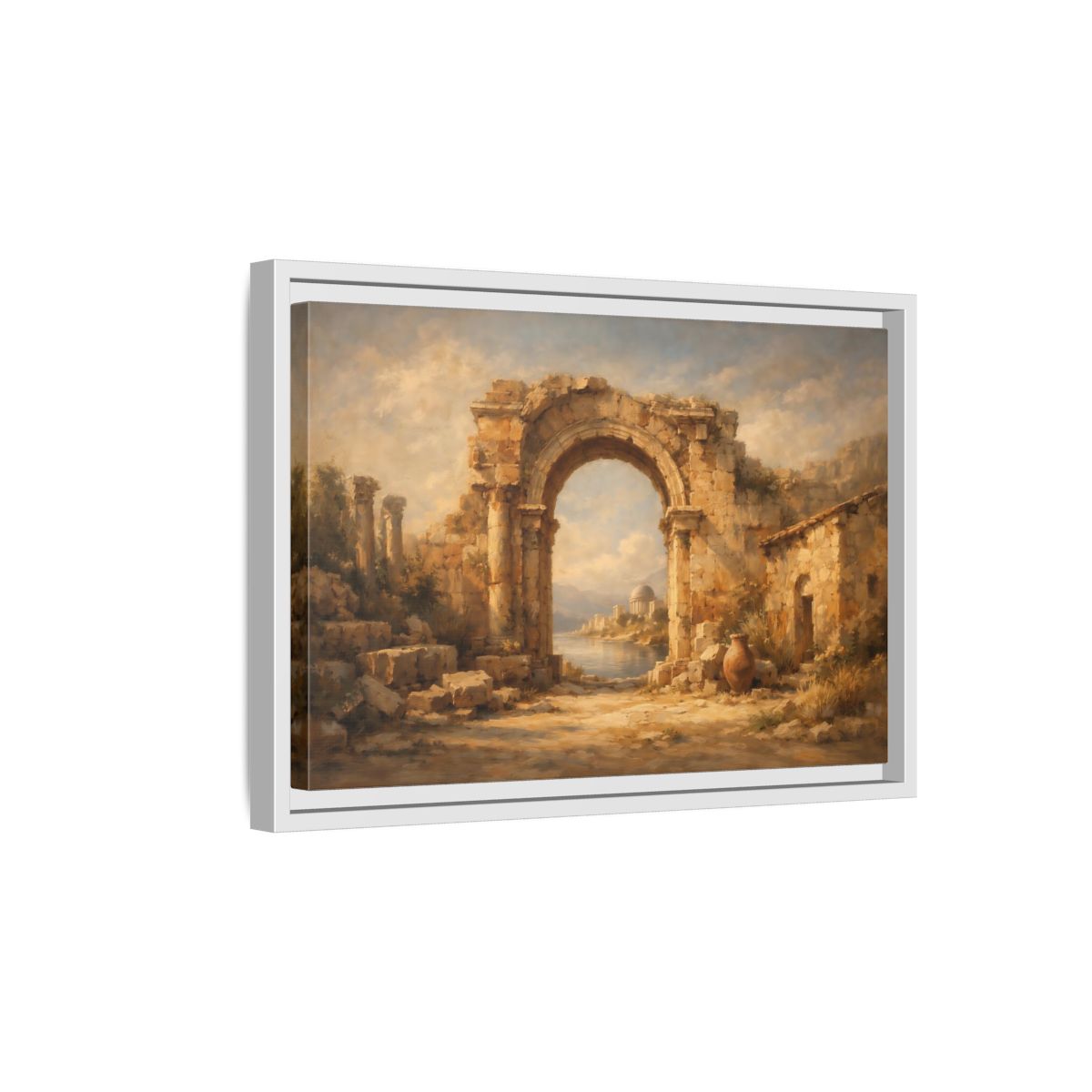 Side Mockup 4. Vintage Ancient Ruins Ancient Roman Landscape shown as stretched canvas wall art