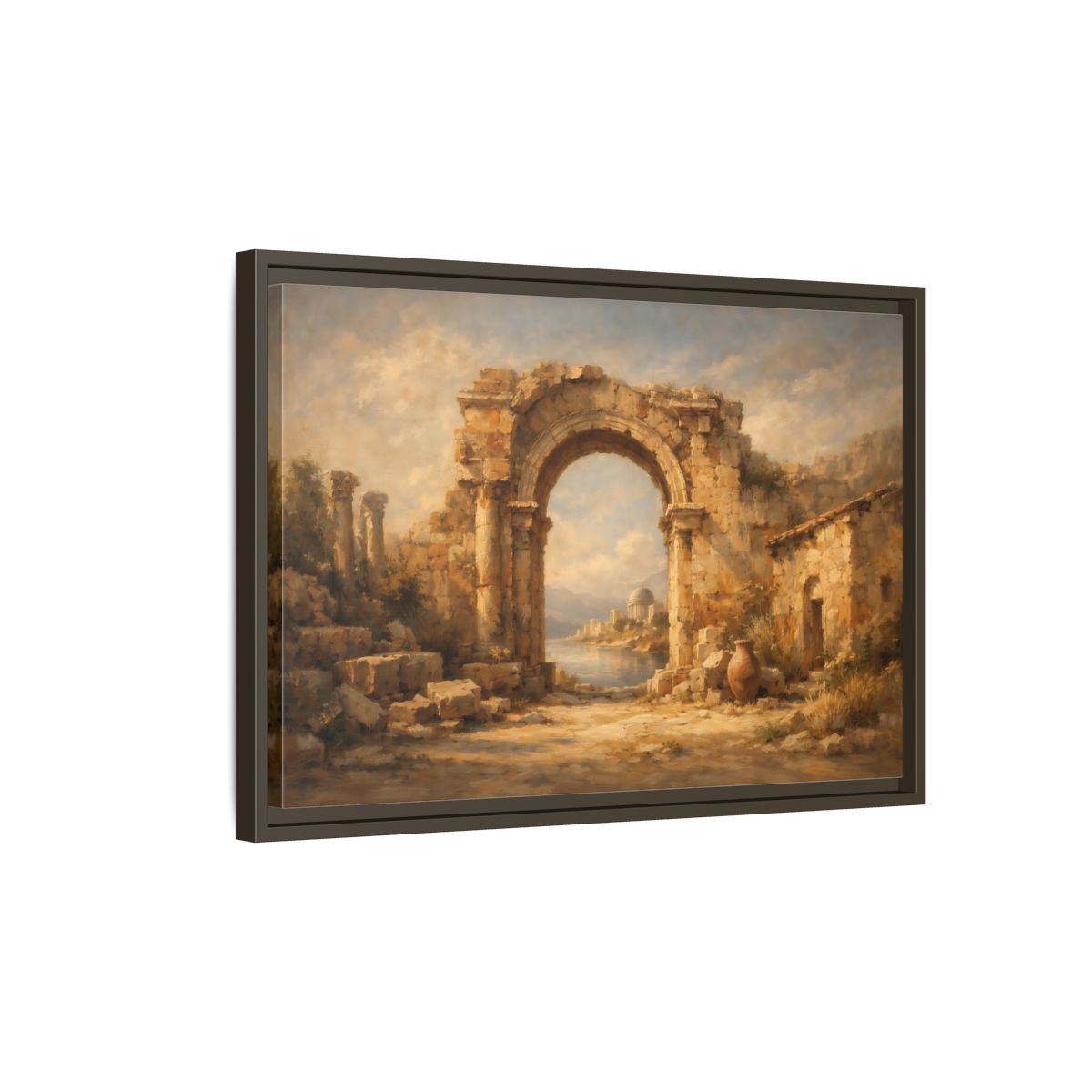 Side Mockup 2. Vintage Ancient Ruins Ancient Roman Landscape shown as stretched canvas wall art