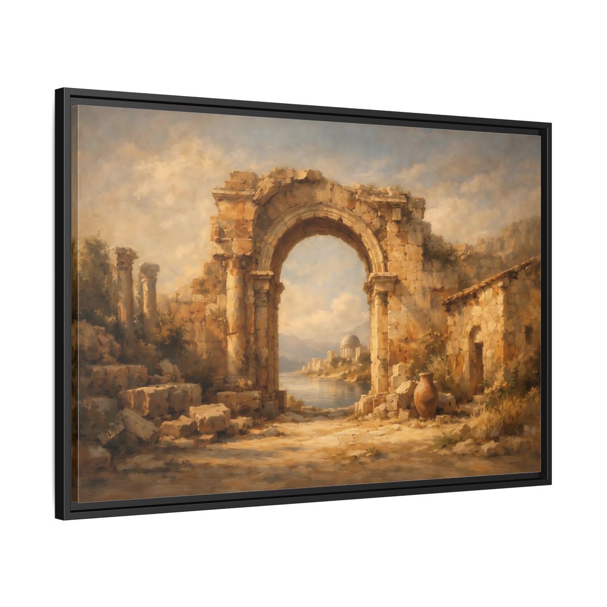 Side Mockup 13. Vintage Ancient Ruins Ancient Roman Landscape shown as stretched canvas wall art