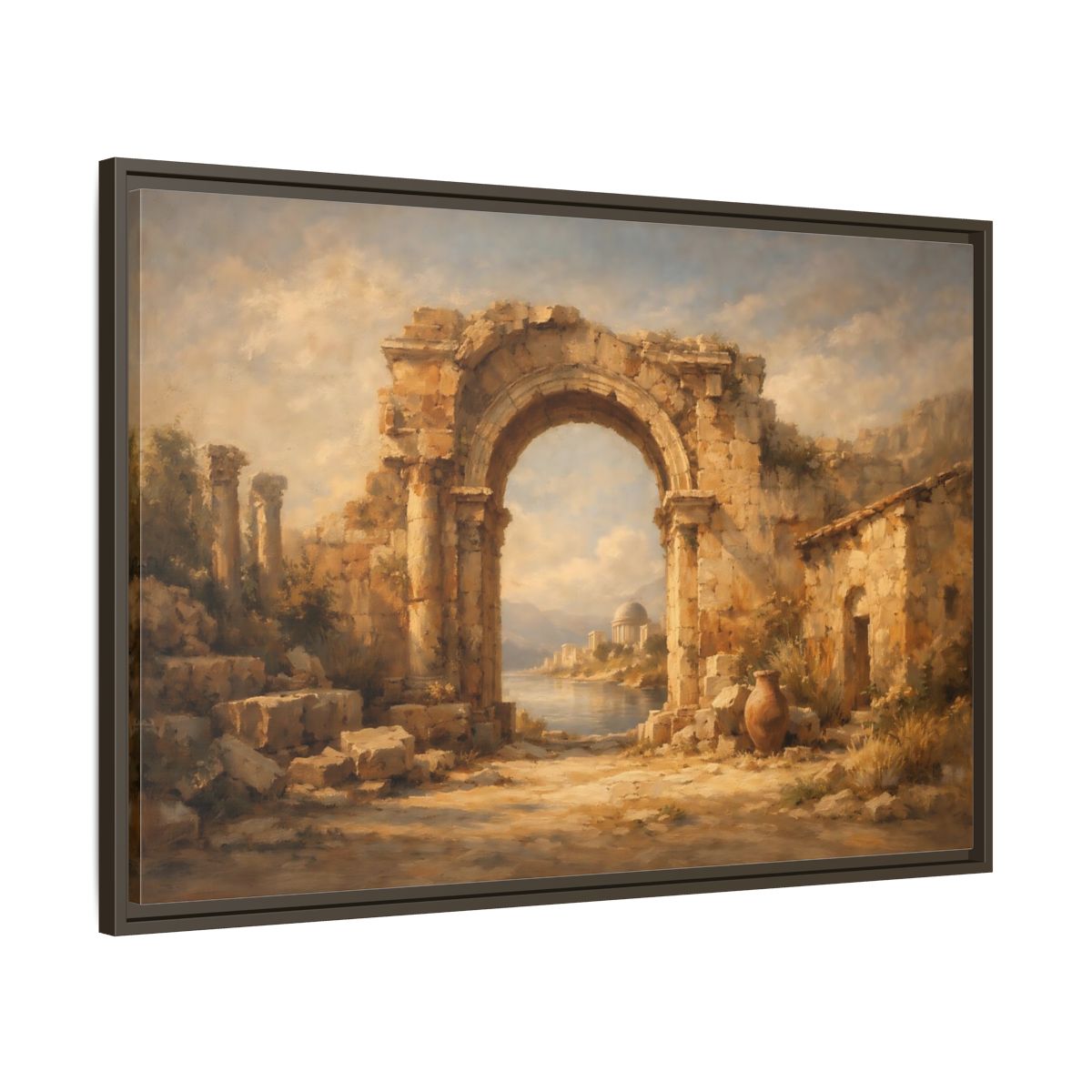 Side Mockup 9. Vintage Ancient Ruins Ancient Roman Landscape shown as stretched canvas wall art