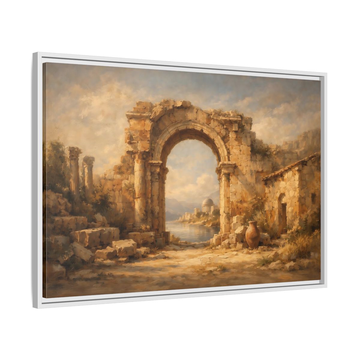 Side Mockup 8. Vintage Ancient Ruins Ancient Roman Landscape shown as stretched canvas wall art