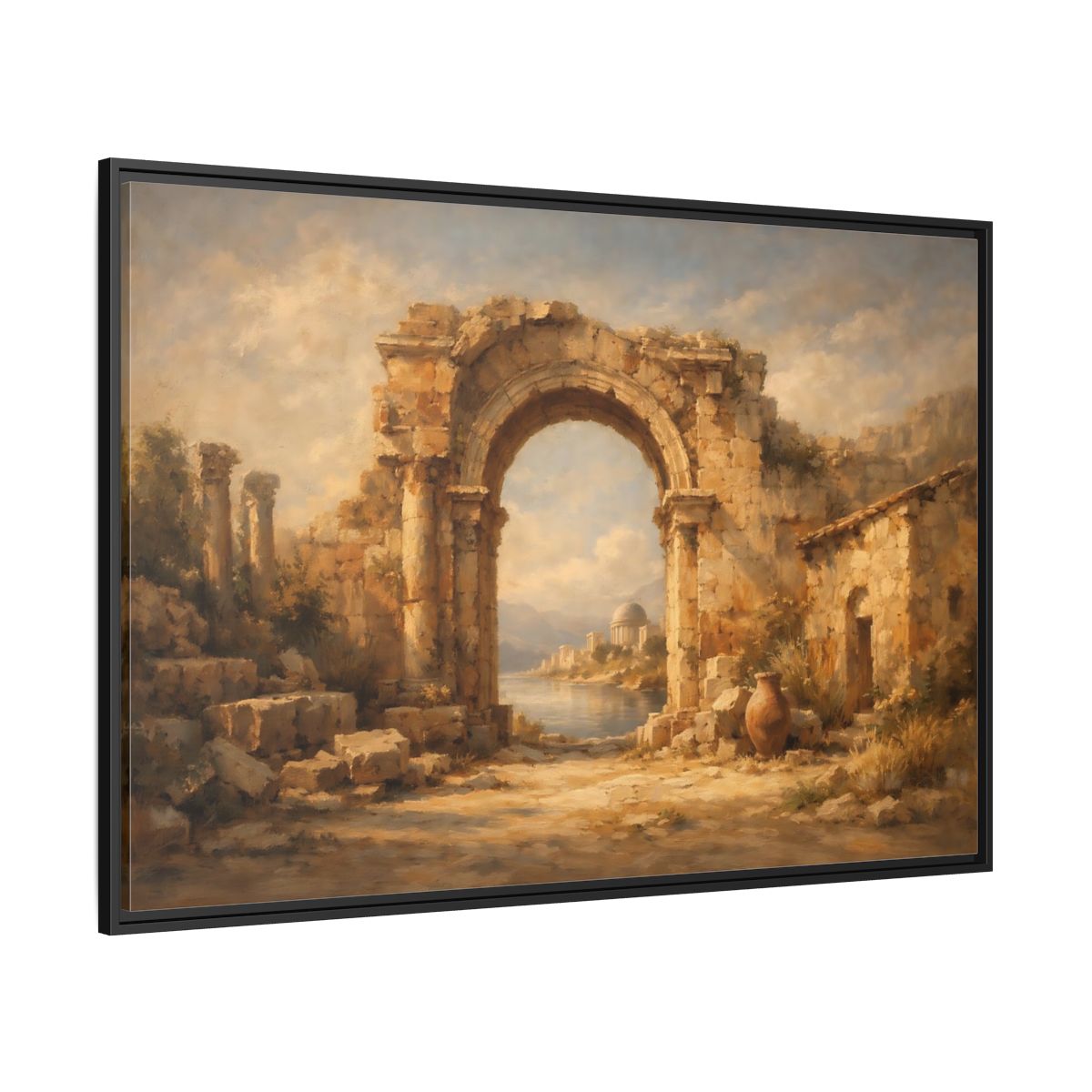 Side Mockup 12. Vintage Ancient Ruins Ancient Roman Landscape shown as stretched canvas wall art