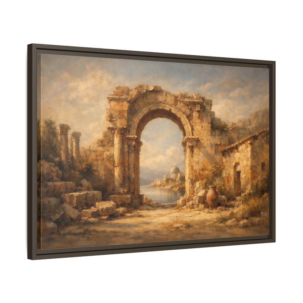 Side Mockup 11. Vintage Ancient Ruins Ancient Roman Landscape shown as stretched canvas wall art