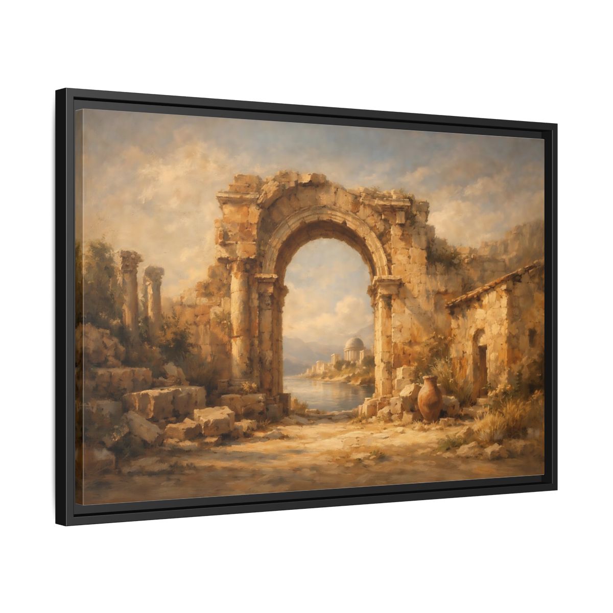 Side Mockup 14. Vintage Ancient Ruins Ancient Roman Landscape shown as stretched canvas wall art