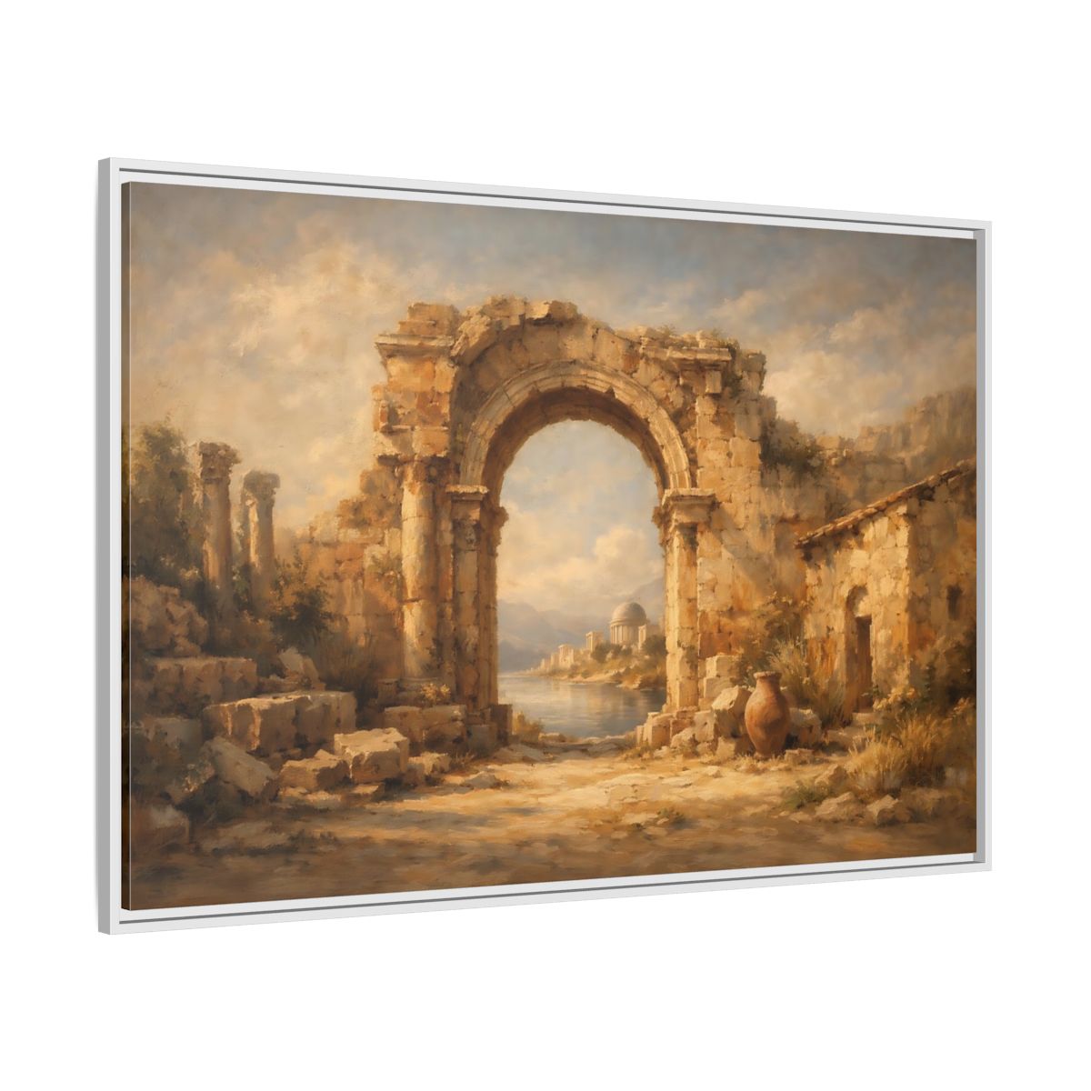 Side Mockup 7. Vintage Ancient Ruins Ancient Roman Landscape shown as stretched canvas wall art