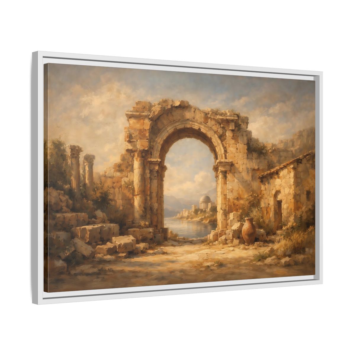 Side Mockup 10. Vintage Ancient Ruins Ancient Roman Landscape shown as stretched canvas wall art