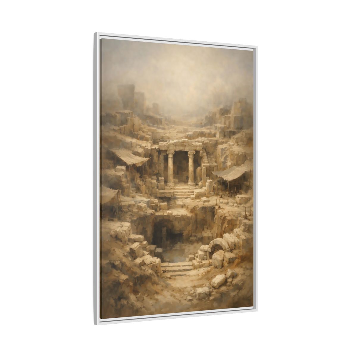 Side Mockup 7. Vintage Ancient Ruins Ancient Stone Ruins shown as stretched canvas wall art