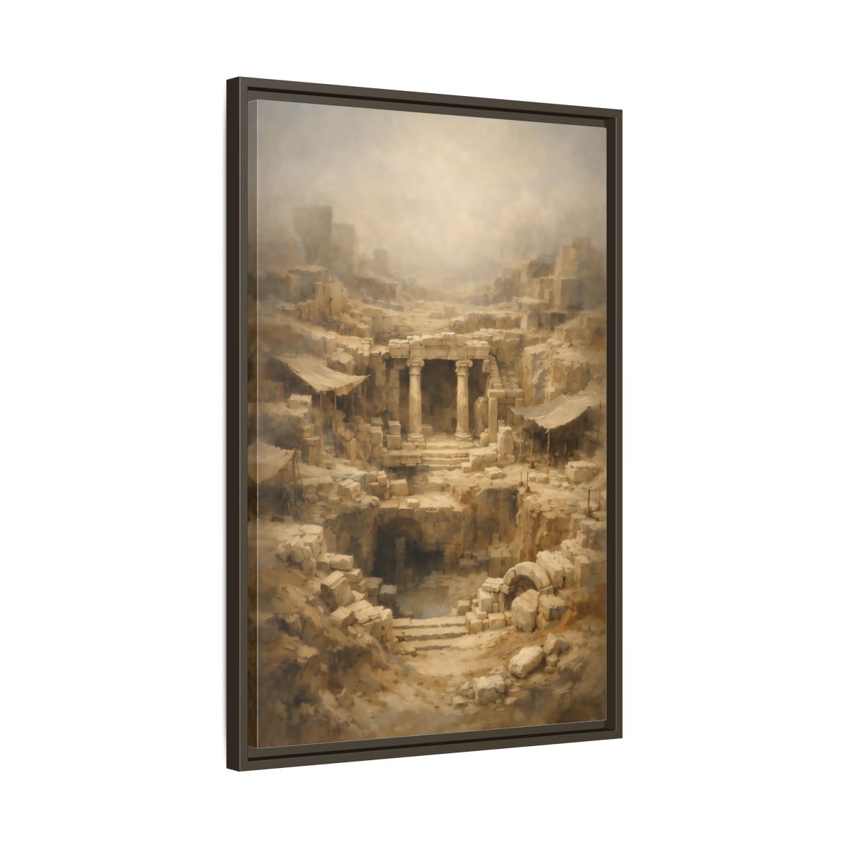 Side Mockup 12. Vintage Ancient Ruins Ancient Stone Ruins shown as stretched canvas wall art