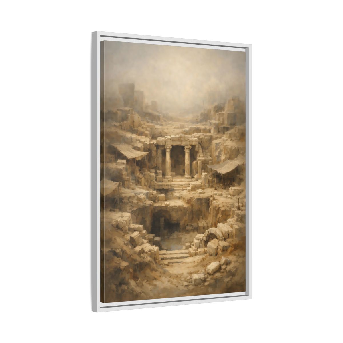 Side Mockup 11. Vintage Ancient Ruins Ancient Stone Ruins shown as stretched canvas wall art
