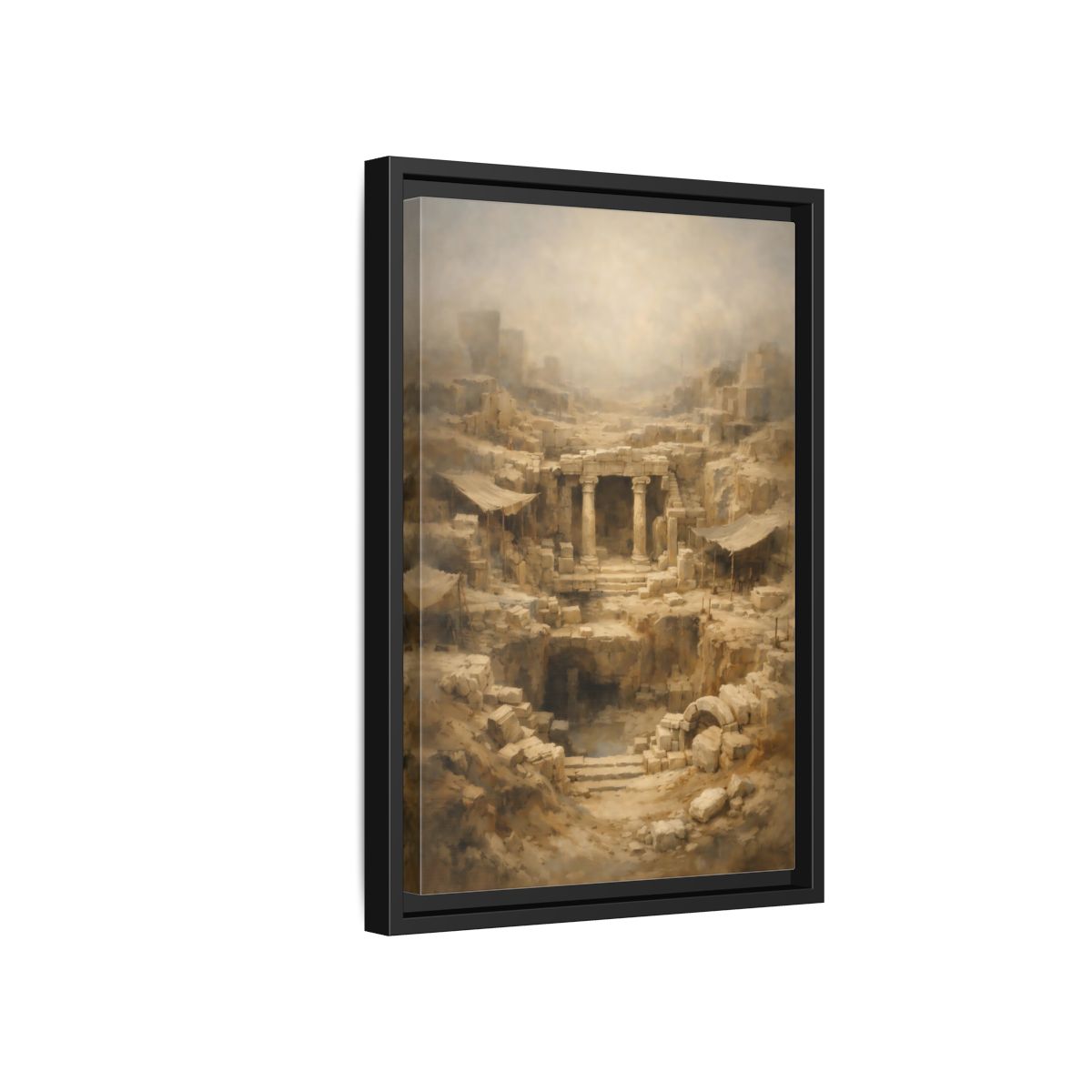 Side Mockup 6. Vintage Ancient Ruins Ancient Stone Ruins shown as stretched canvas wall art