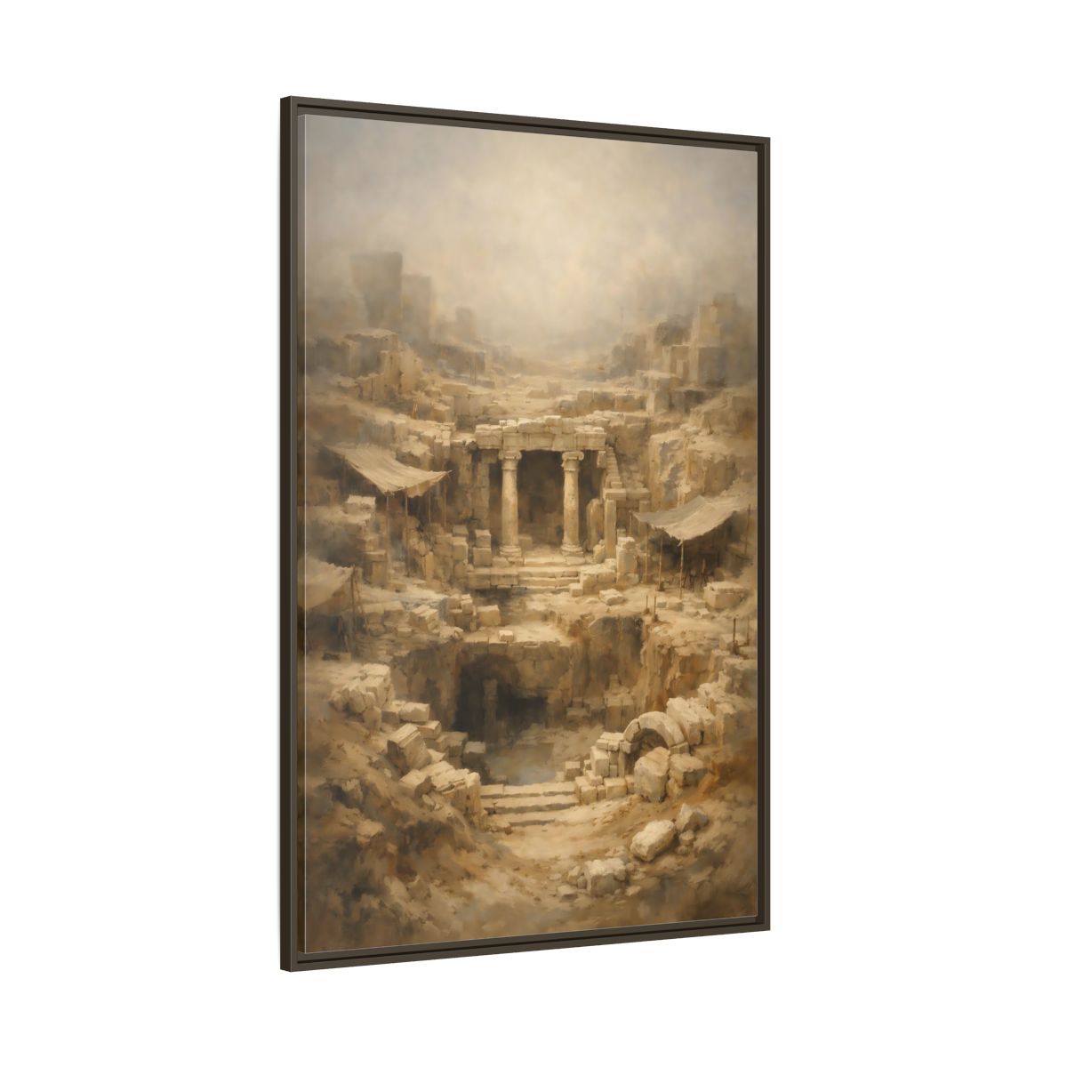 Side Mockup 8. Vintage Ancient Ruins Ancient Stone Ruins shown as stretched canvas wall art