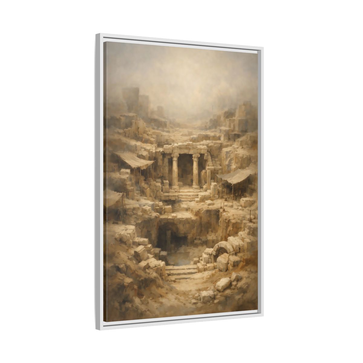 Side Mockup 9. Vintage Ancient Ruins Ancient Stone Ruins shown as stretched canvas wall art