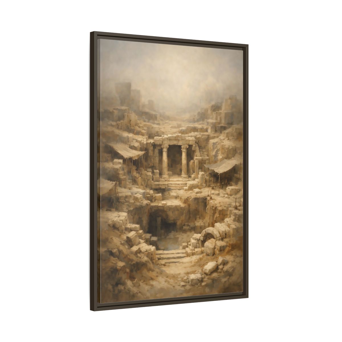 Side Mockup 10. Vintage Ancient Ruins Ancient Stone Ruins shown as stretched canvas wall art