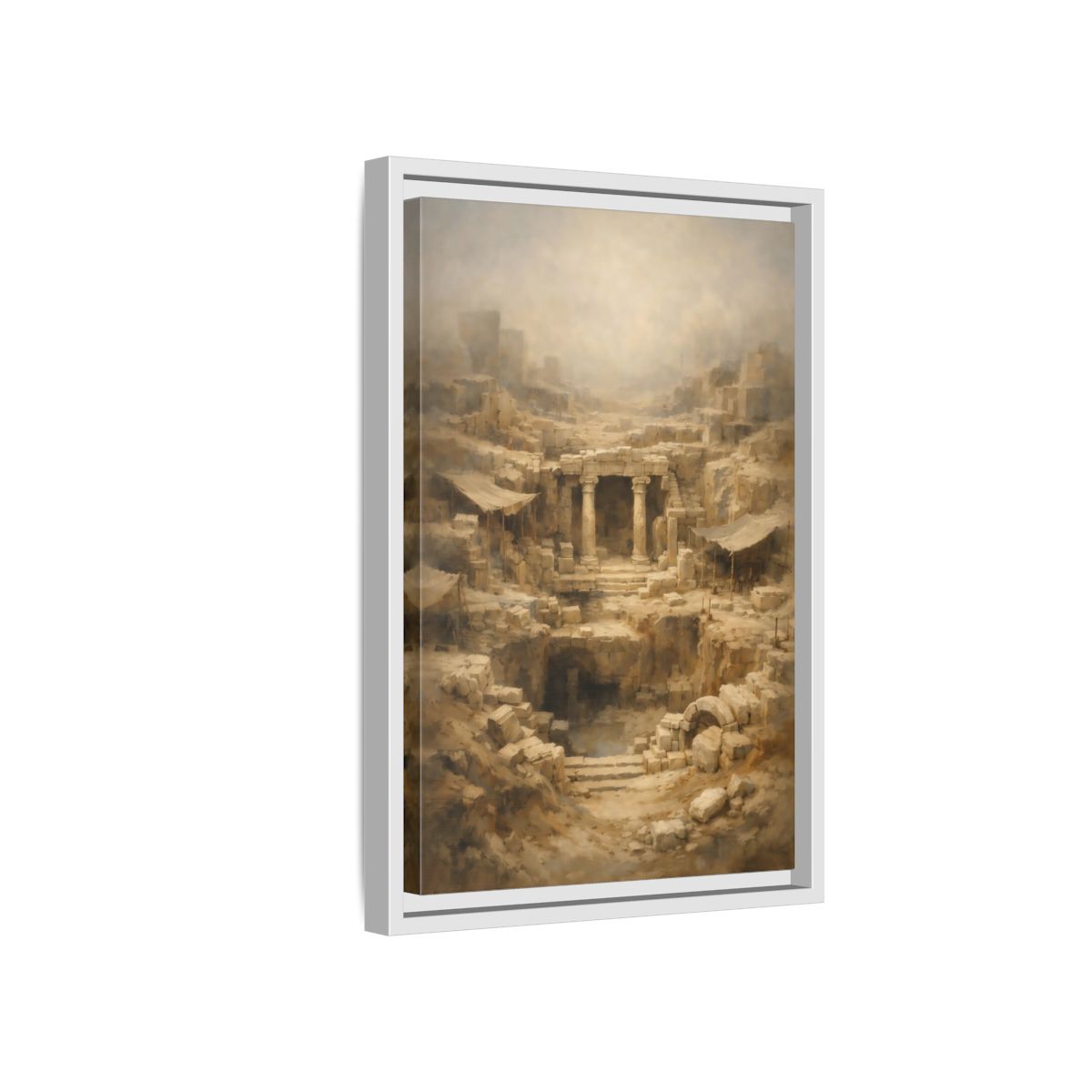 Side Mockup 4. Vintage Ancient Ruins Ancient Stone Ruins shown as stretched canvas wall art