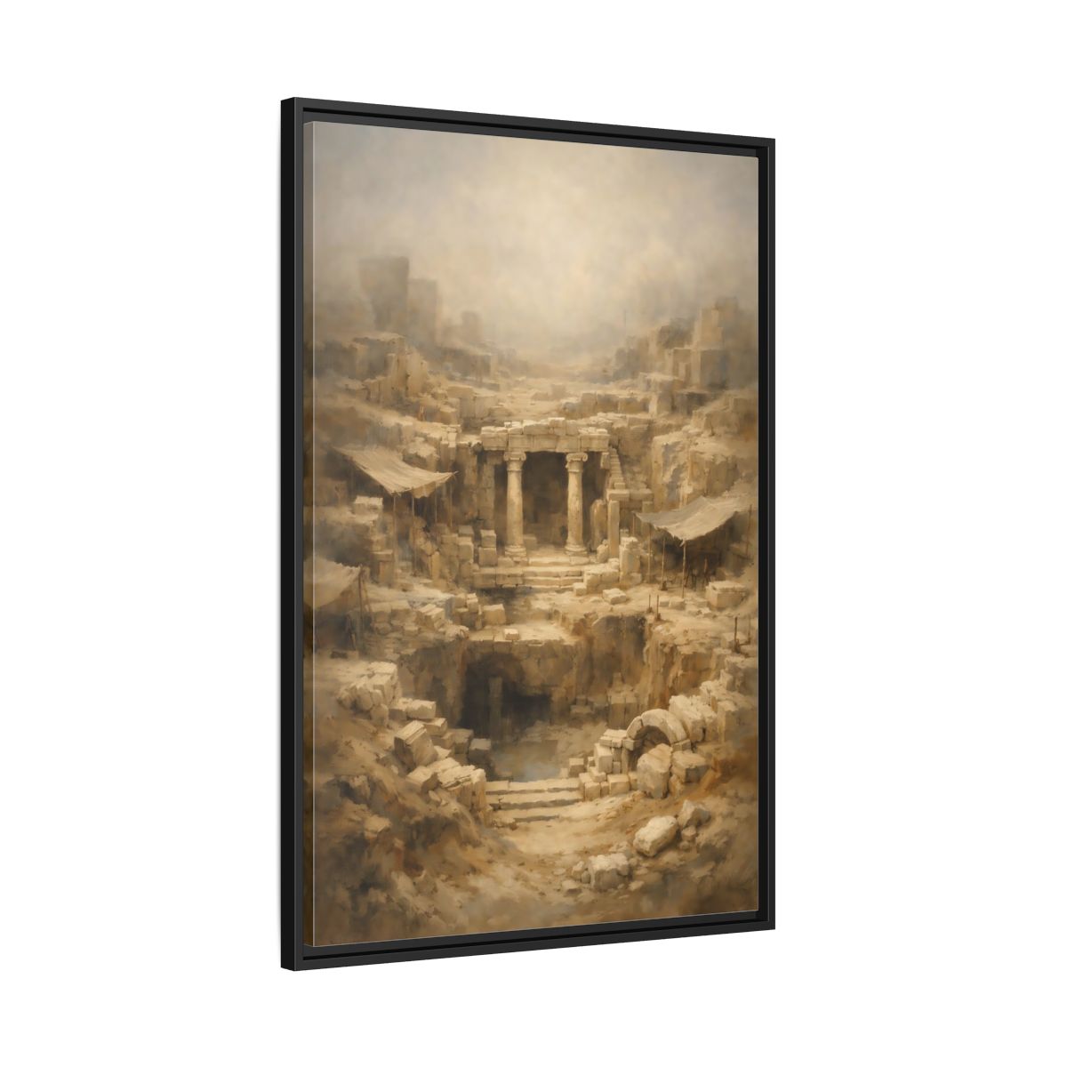 Side Mockup 13. Vintage Ancient Ruins Ancient Stone Ruins shown as stretched canvas wall art
