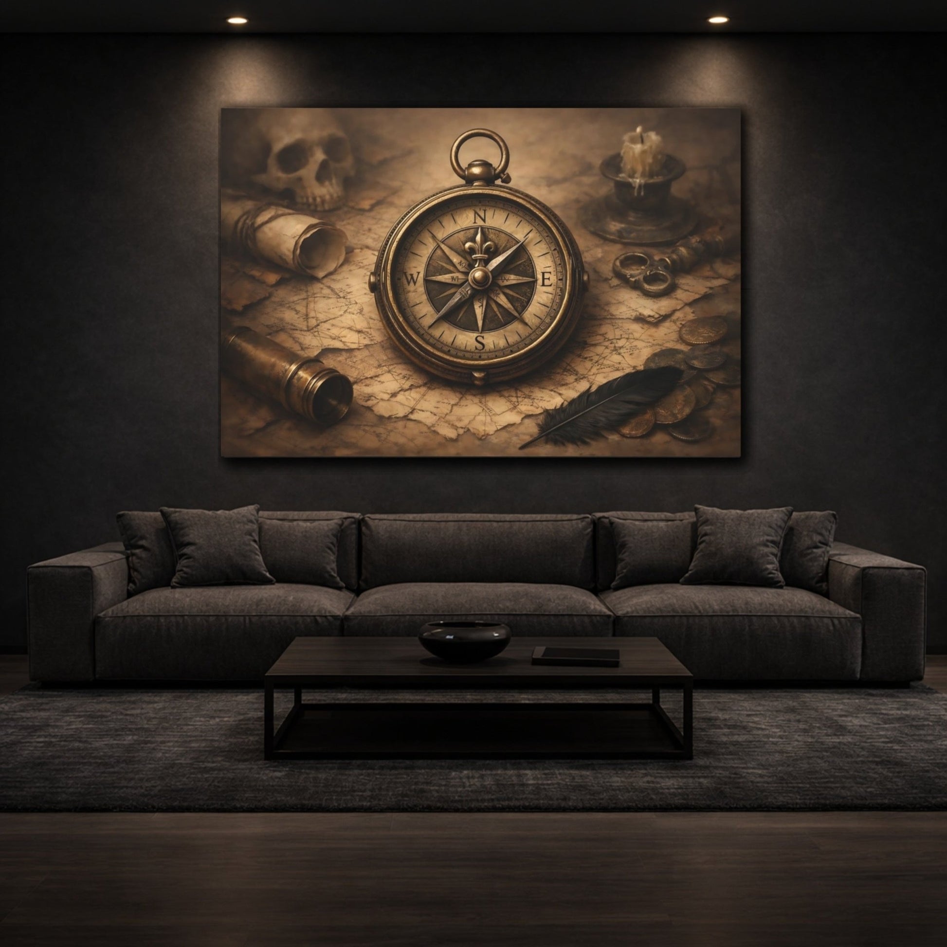 Vintage Antique Compass Nautical Exploration - Canvas Wall Art Print - YesArtYes