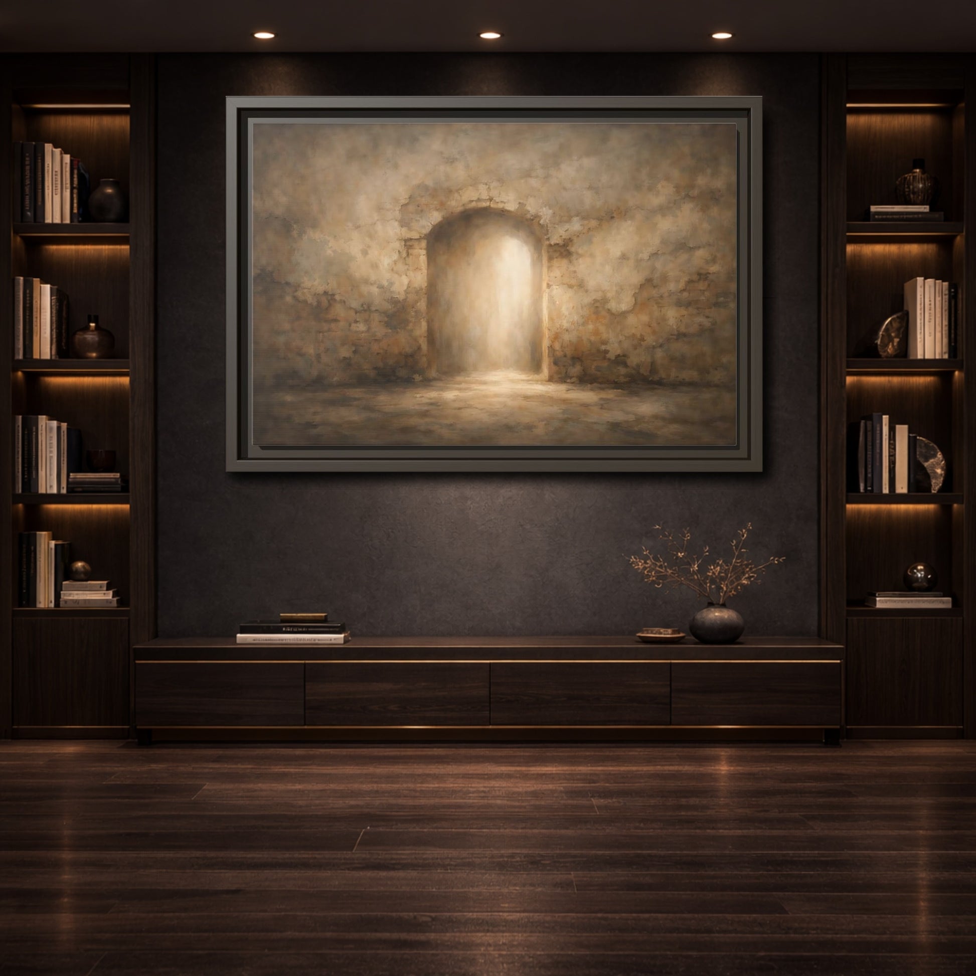 Mockup 3. Vintage Archway Rustic Archway shown as stretched canvas wall art