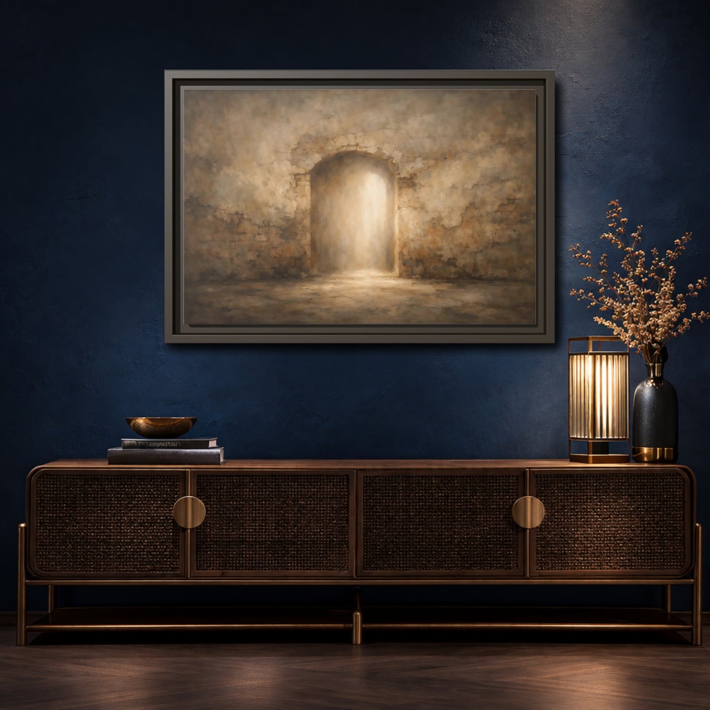 Mockup 4. Vintage Archway Rustic Archway shown as stretched canvas wall art