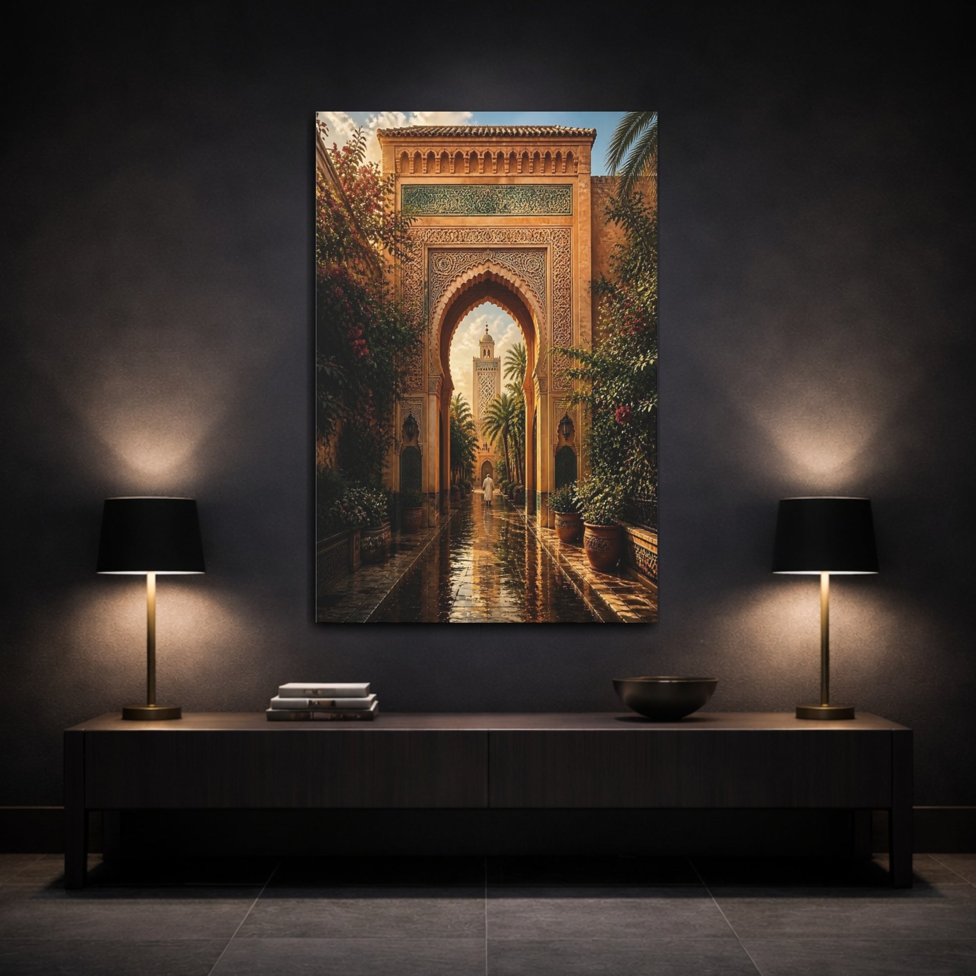 Mockup 3. Vintage Archway Warm Ornate Archway shown as stretched canvas wall art