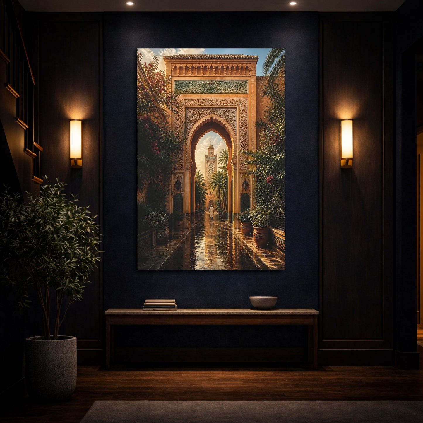 Mockup 4. Vintage Archway Warm Ornate Archway shown as stretched canvas wall art